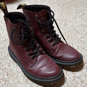 Dr. Martens Brown Combat Moto Boots with Air-Cushioned Sole